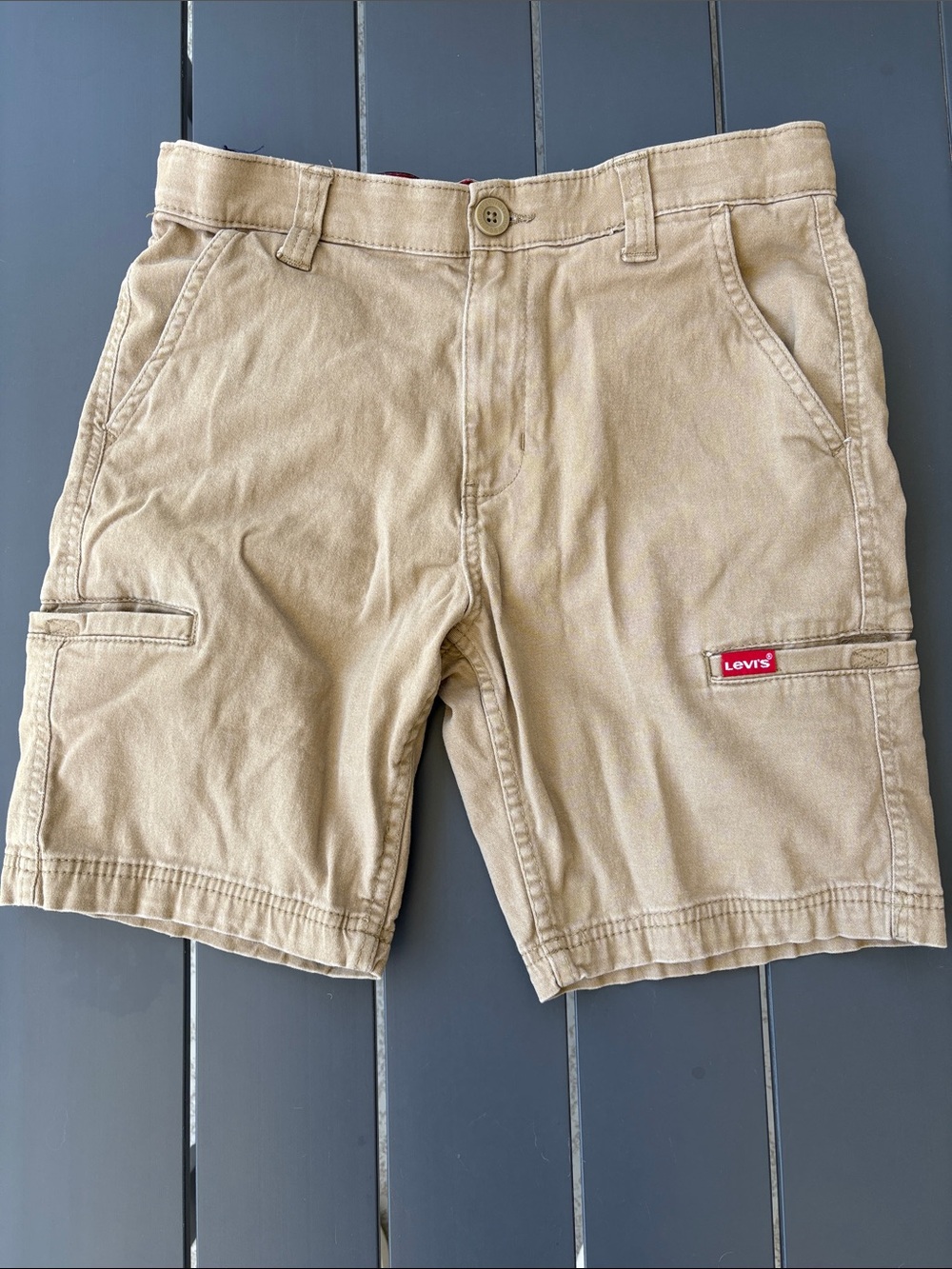 Levi's Boy’s Khaki Cargo Shorts with Red Logo Tag